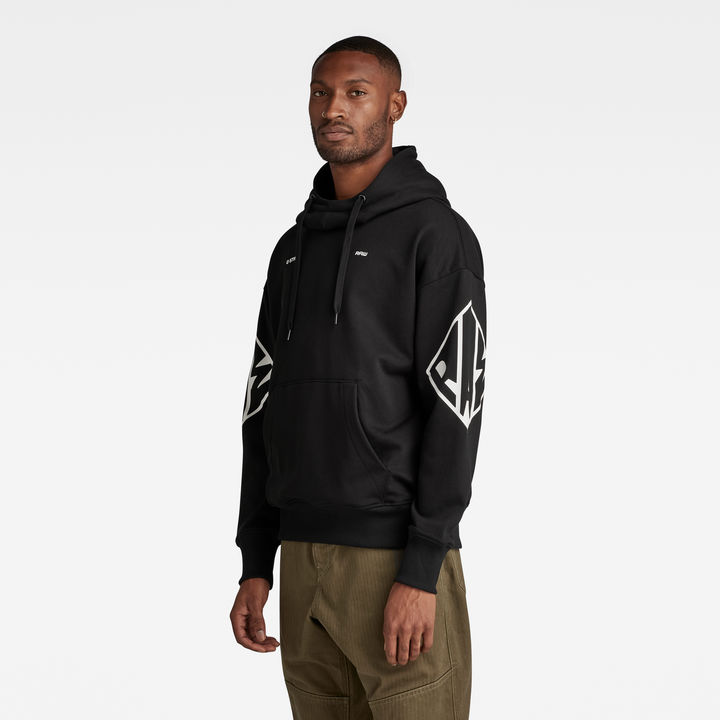Sleeve Graphics Oversized Hoodie Black G STAR ZA