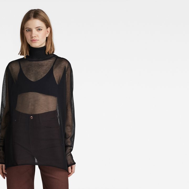 Black see through sweater sale