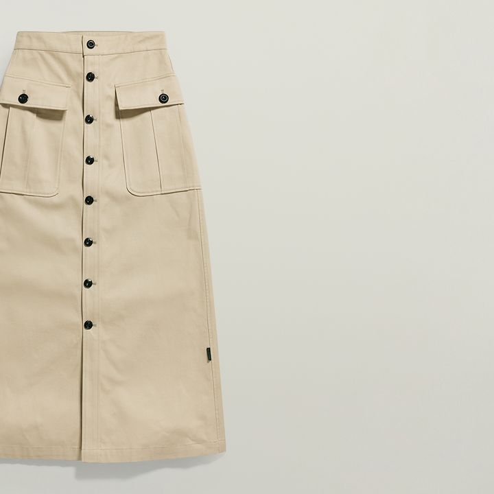 Button Down Long Pocket Maxi Skirt