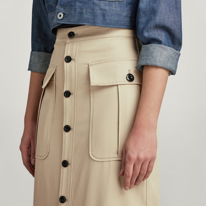 Beige button down skirt shop