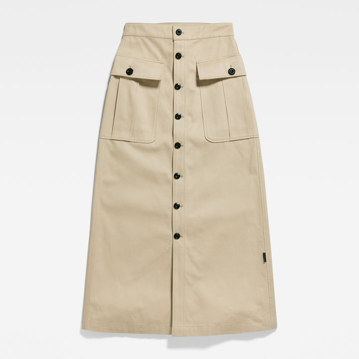 G star Button Down Pocket Long Skirt Beige 26 Woman