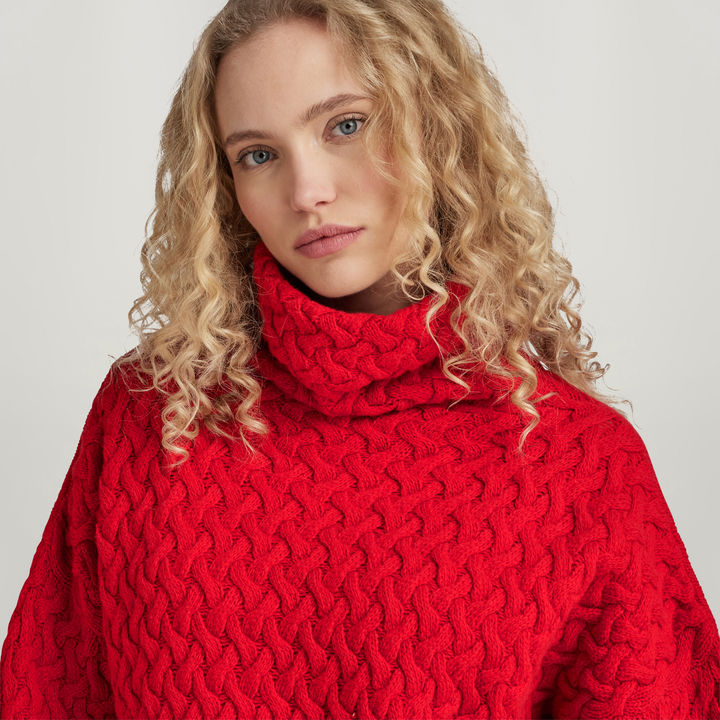 Chunky Loose Turtle Knitted Sweater | Red | G-STAR® EE