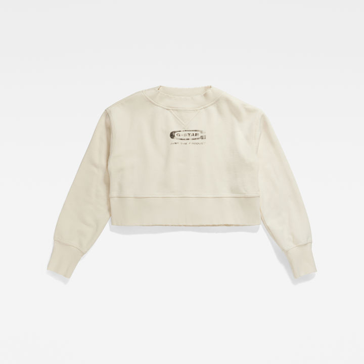 Vintage Cropped Logo Loose Sweater Beige G STAR ZA