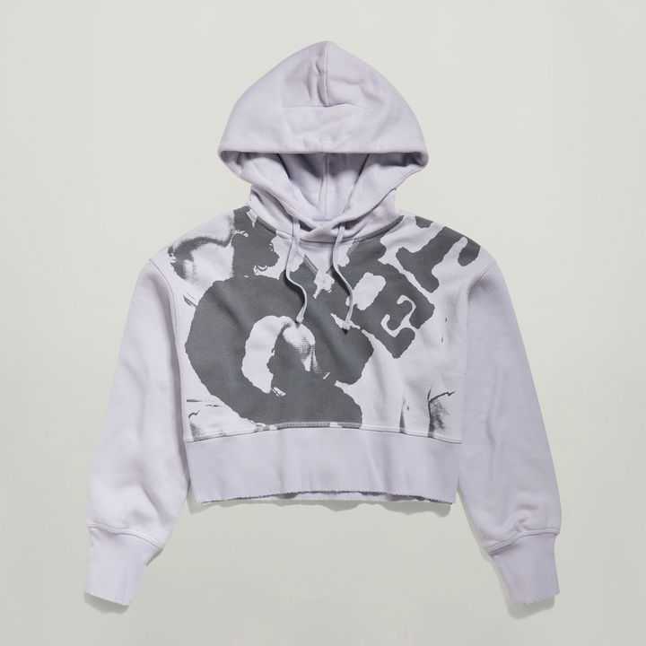 Vintage Cropped Graphic Loose Hooded Sweater