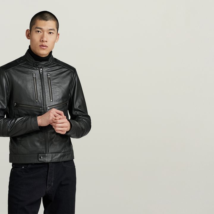 Black leather star jacket hotsell