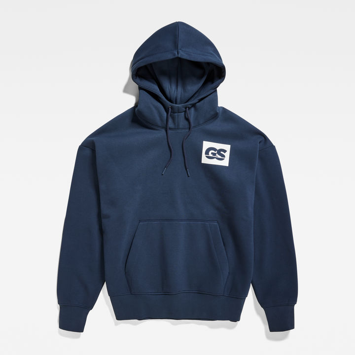 GS Raw Back Graphic Loose Hoodie Dark blue G STAR ZA