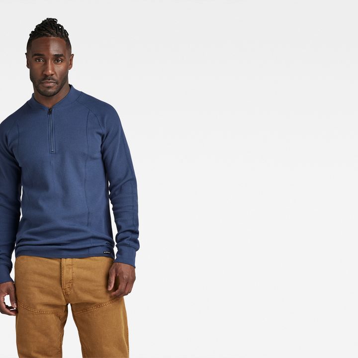 Jirgi Slim Half Zip Tweeter | Medium blue | G-STAR® CY
