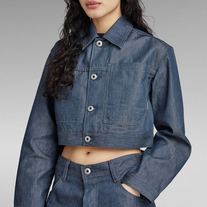 Womens cropped denim jacket top