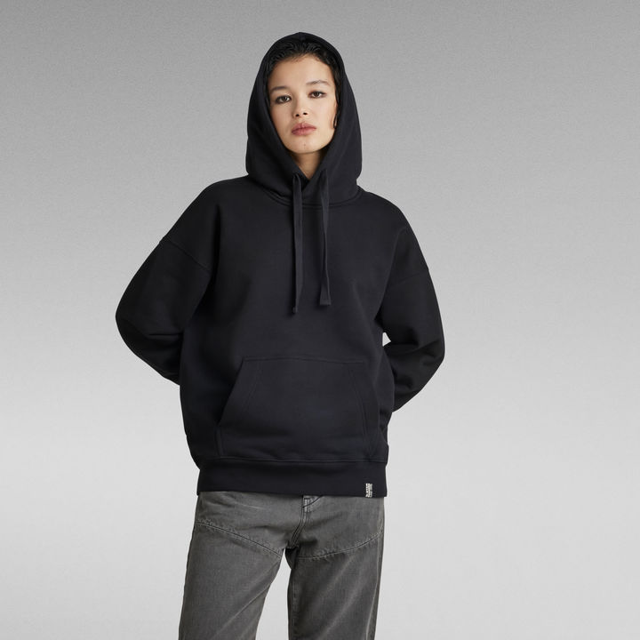 Loose black hoodie sales