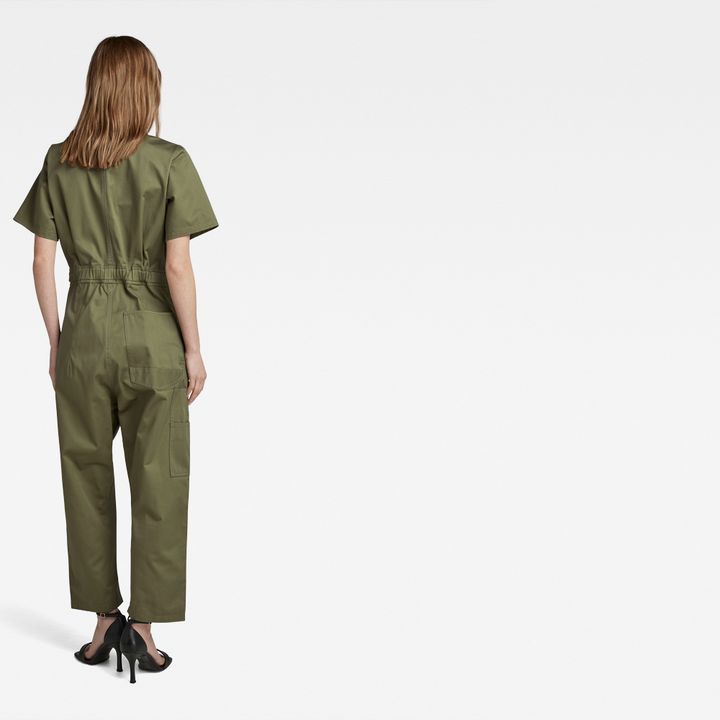 Green short sleeve jumpsuit sale