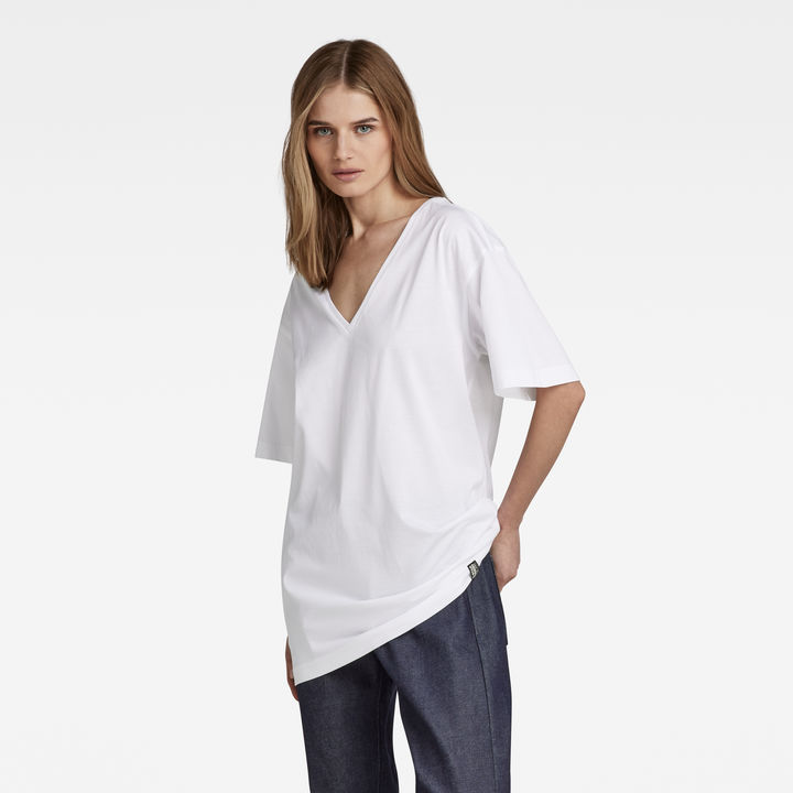 Loose white v neck t shirt outlet