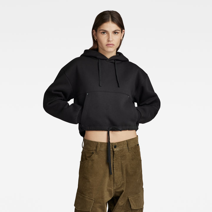 Sleeve Graphic Cropped Loose Hoodie Black G STAR CA