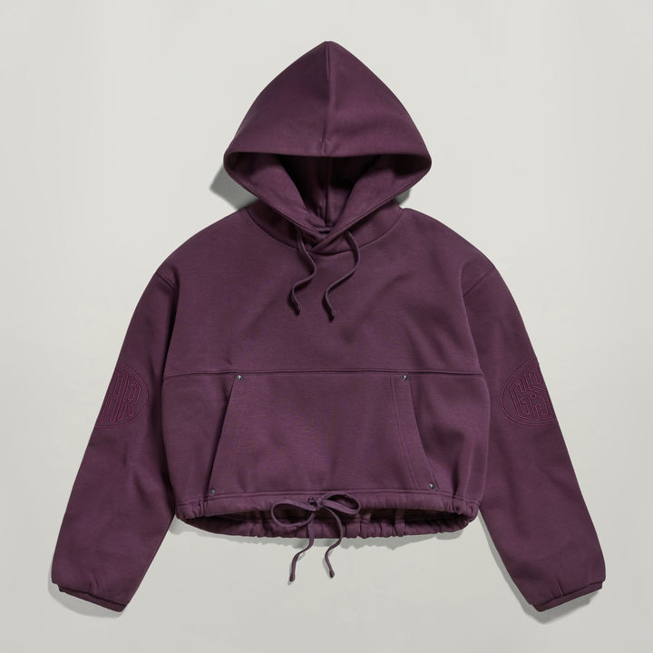 Sleeve Graphic Cropped Loose Hoodie