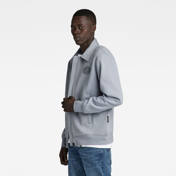 Polo Collar Zip Thru Sweater Grey G STAR US