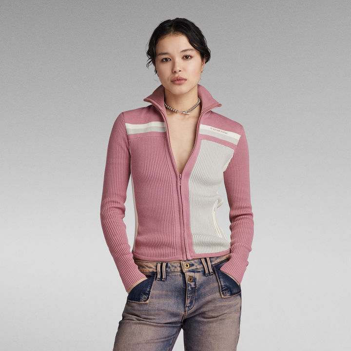 Y2K Zip Through Knit | Pink | G-STAR® US