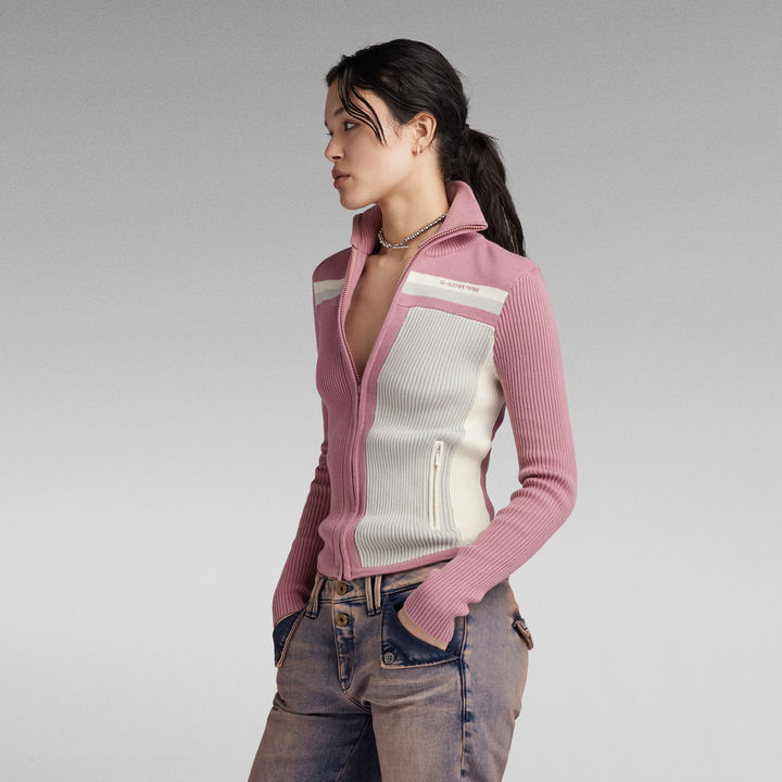 Y2K Zip Through Knit | Pink | G-STAR® US