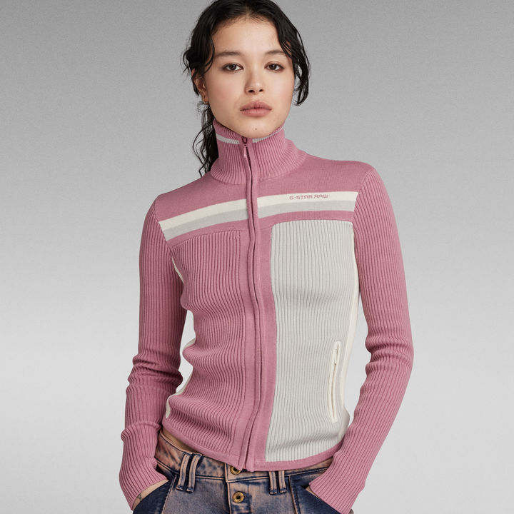 Y2K Zip Through Knit | Pink | G-STAR® US