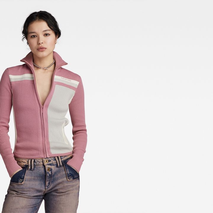 Y2K Zip Through Knit | Pink | G-STAR® US