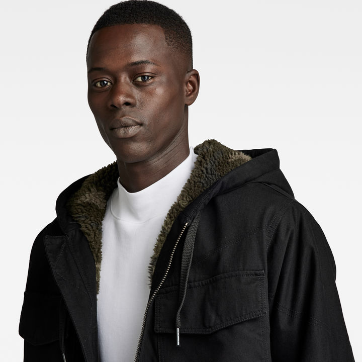 Hooded Sherpa Jacket Black G STAR GB