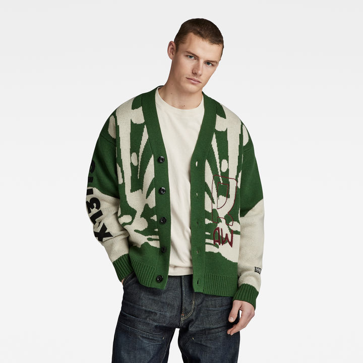 Holiday Loose Knitted Cardigan Green G STAR ZA