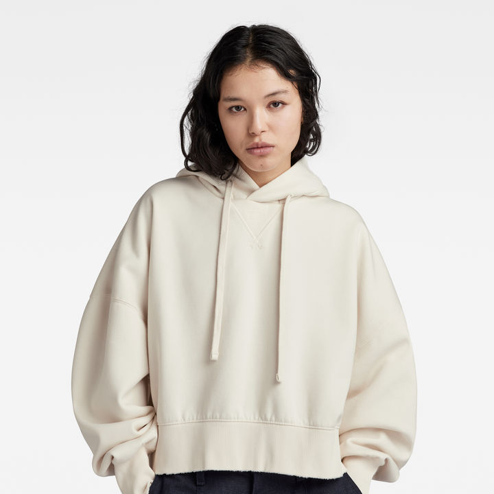 G STAR Women Oversized Cropped Hoodie Beige Size S