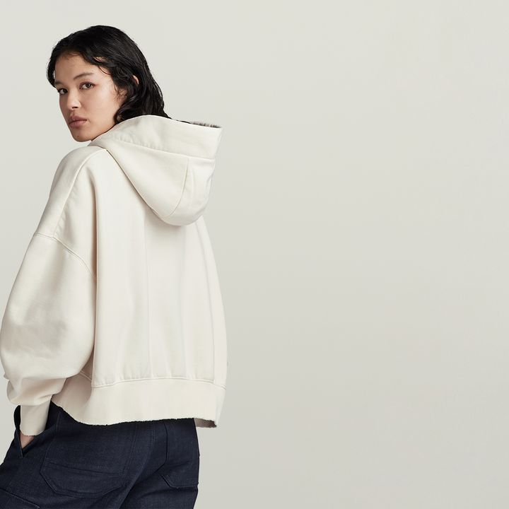 Primary cropped raw hardboiled edge hoodie