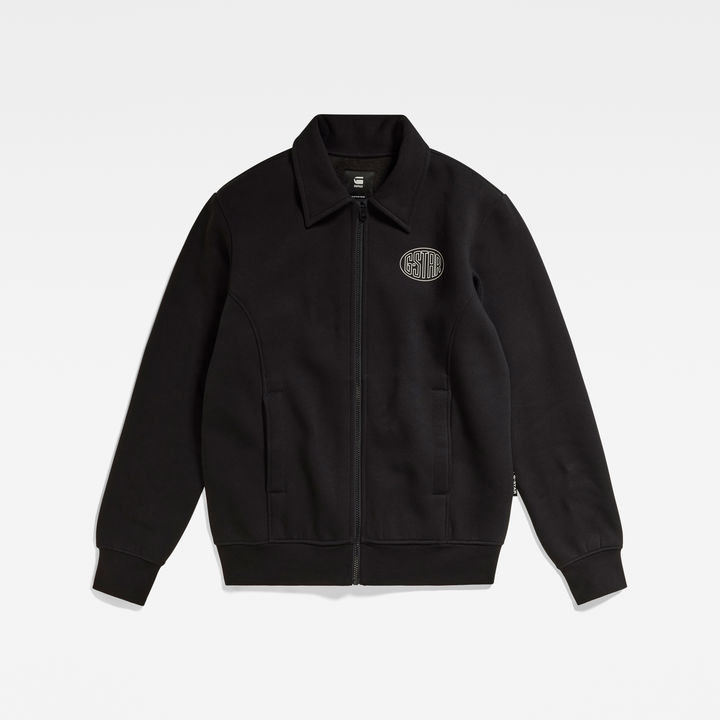 Polo Collar Zip Thru Sweater Black G STAR IE