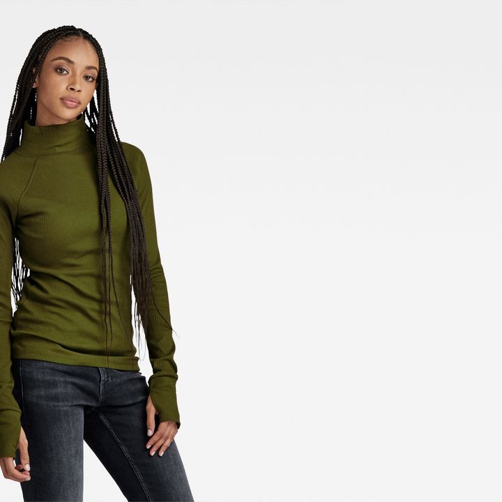 Slim Rib Mock Top Green G STAR AU
