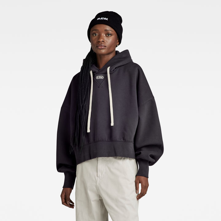 Oversized Cropped Hoodie Grey G STAR US