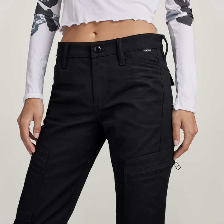 Black slim cargo pants top