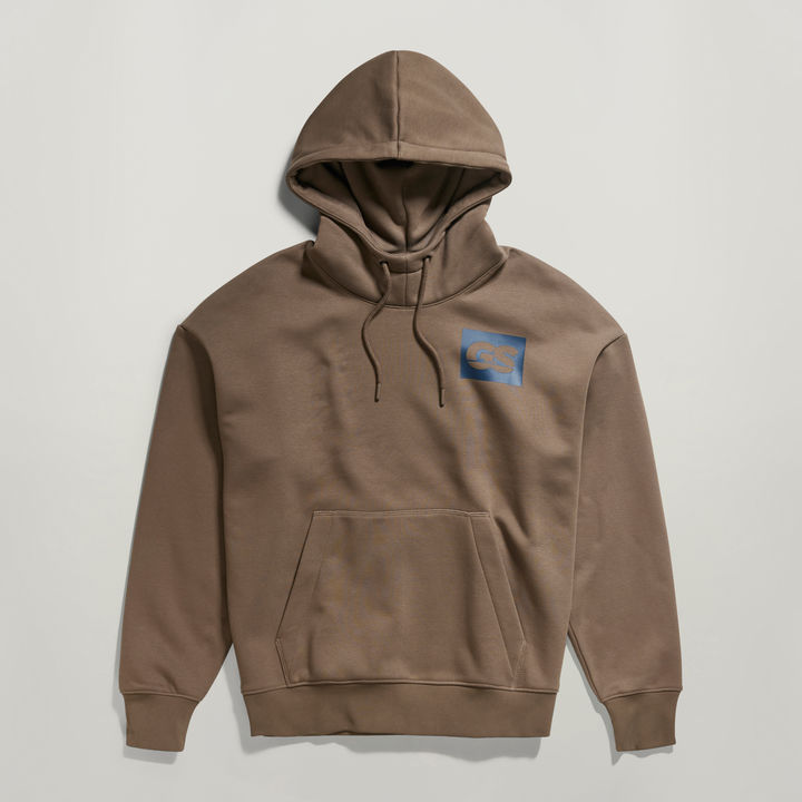 GS RAW Back Graphic Hooded Loose Sweater Brown G STAR TW