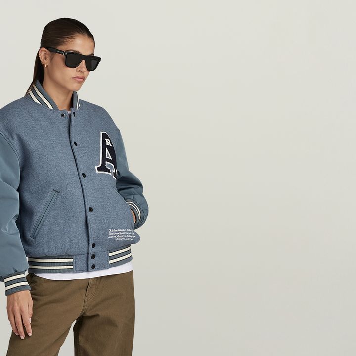 Varsity wool bomber jacket cheap