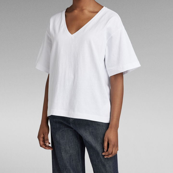 Deep V Neck Loose Top White G STAR ZA