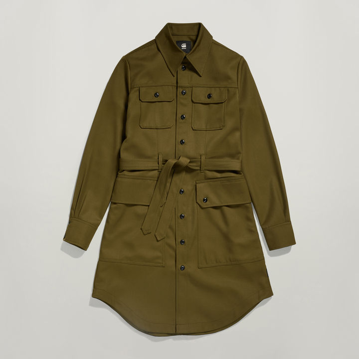 Army green shirt dress hot sale