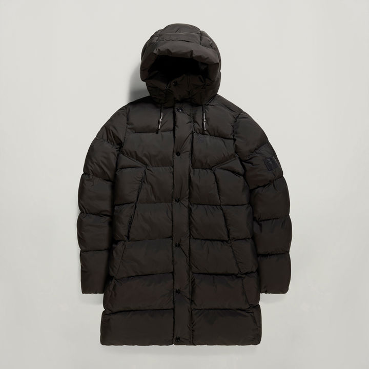 Black feather down coat top