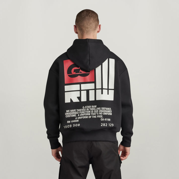 GS Raw Back Graphic Loose Hoodie