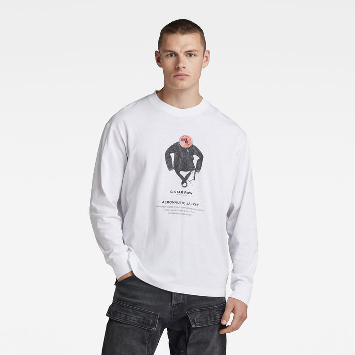G star Archive Boxy Long Sleeve T shirt White S Man D23722 C336 G192 S