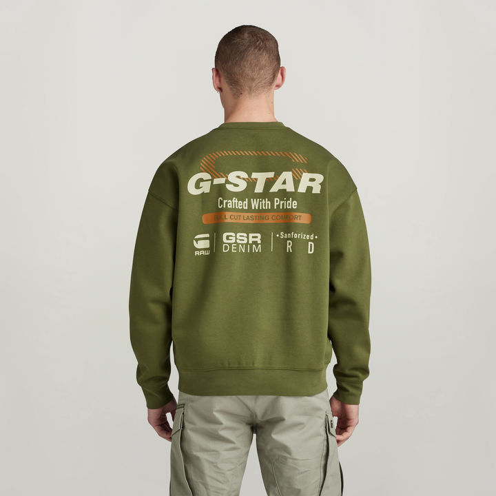 Old Skool Back Graphic Loose Sweater Green G STAR IT