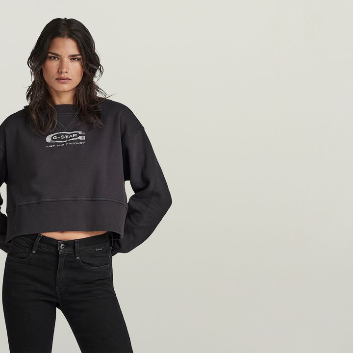 Vintage Cropped Logo Loose Sweater