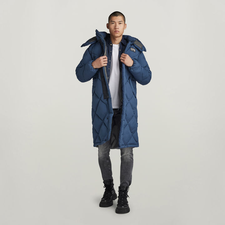 Blue long padded coat hot sale
