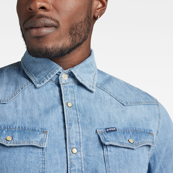 G Star RAW Men 3301 Slim Shirt Medium blue Size XS