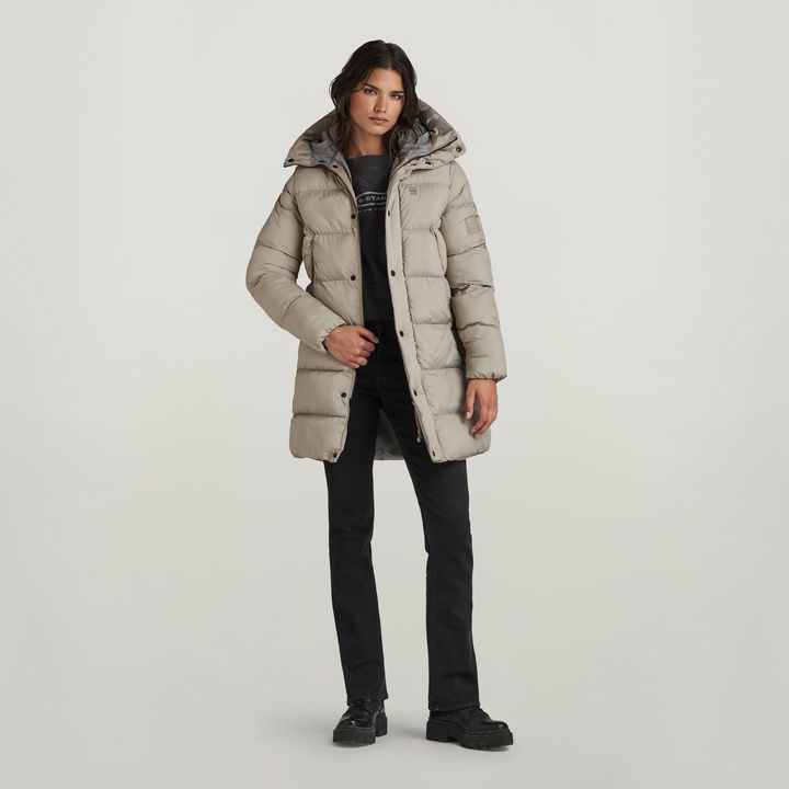 Gretyl illusion panel puffer coat online