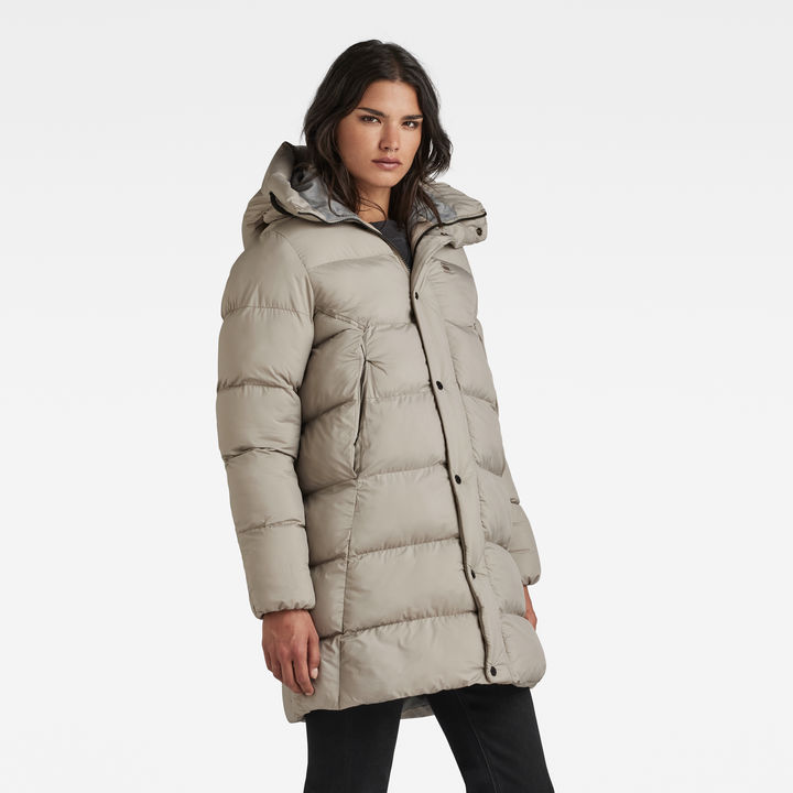 Gretyl illusion panel puffer coat top