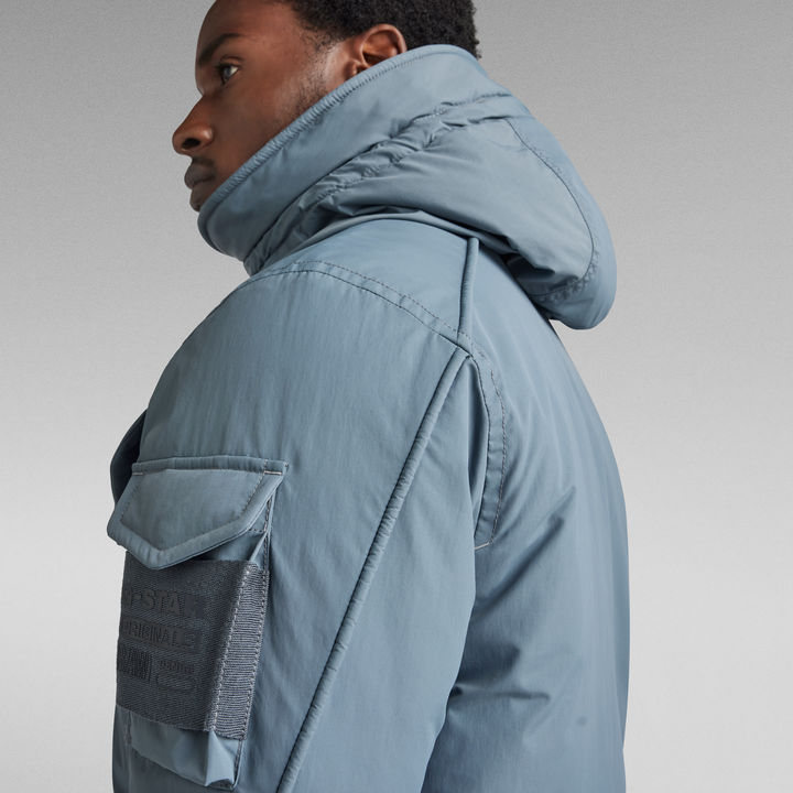 Grey hooded parka best sale