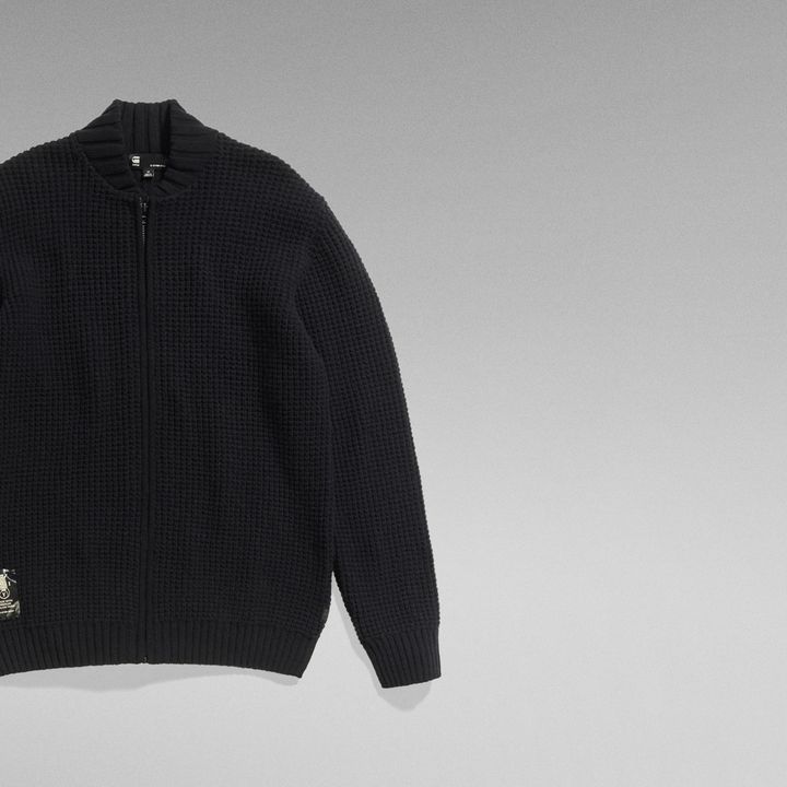 Chunky Zip Cardigan Knit Black G STAR IE