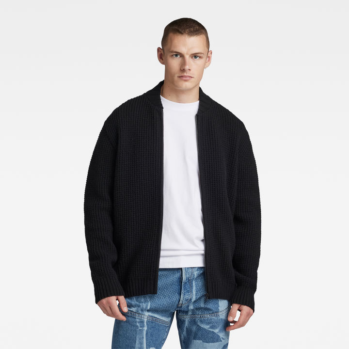 Chunky Zip Cardigan Knit Black G STAR IE