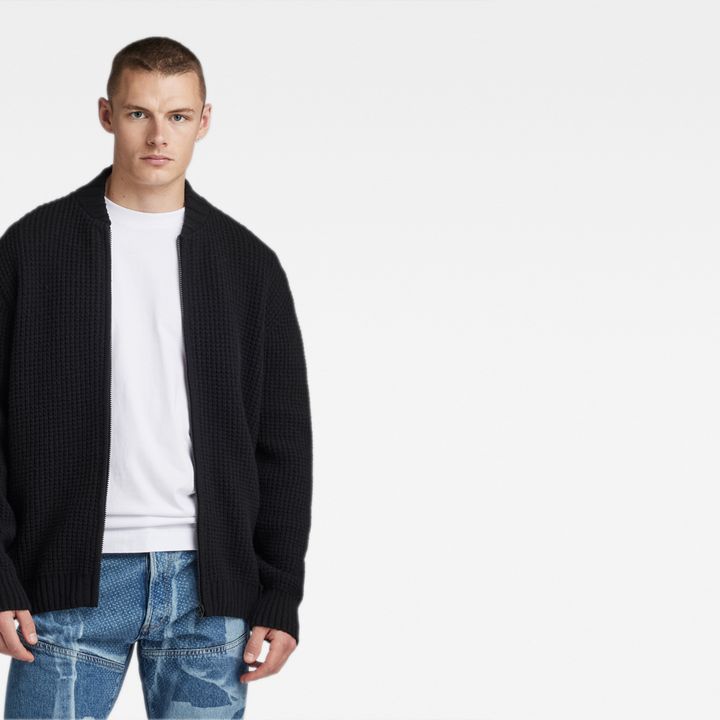 Chunky Zip Cardigan Knit | Black | G-STAR® PL