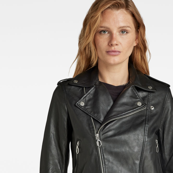 Leather Biker Jacket Black G STAR US