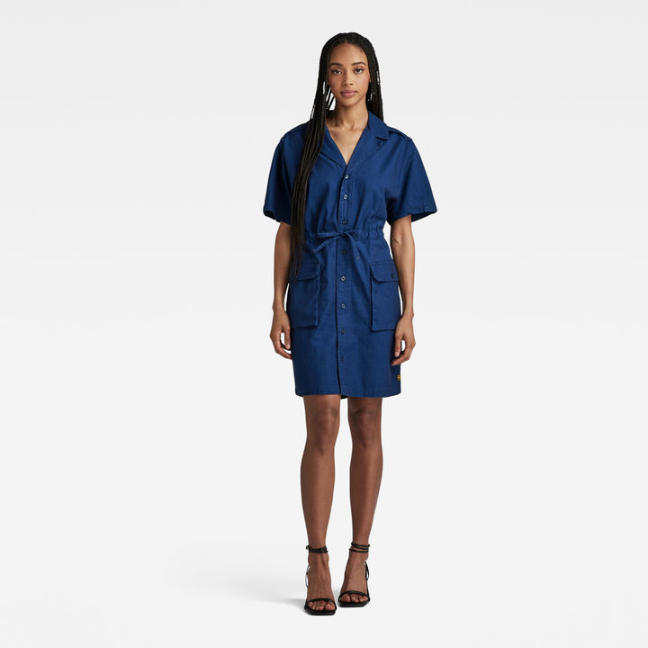 Blue utility dress store
