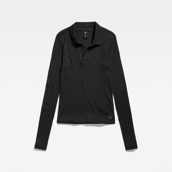 Ribbed Slim Polo Top Black G STAR CA